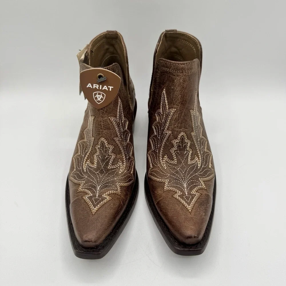 Ariat Dixon Low‎ Heel  Boots Women's Size 7 Rhino Tan Leather Snip Toe
